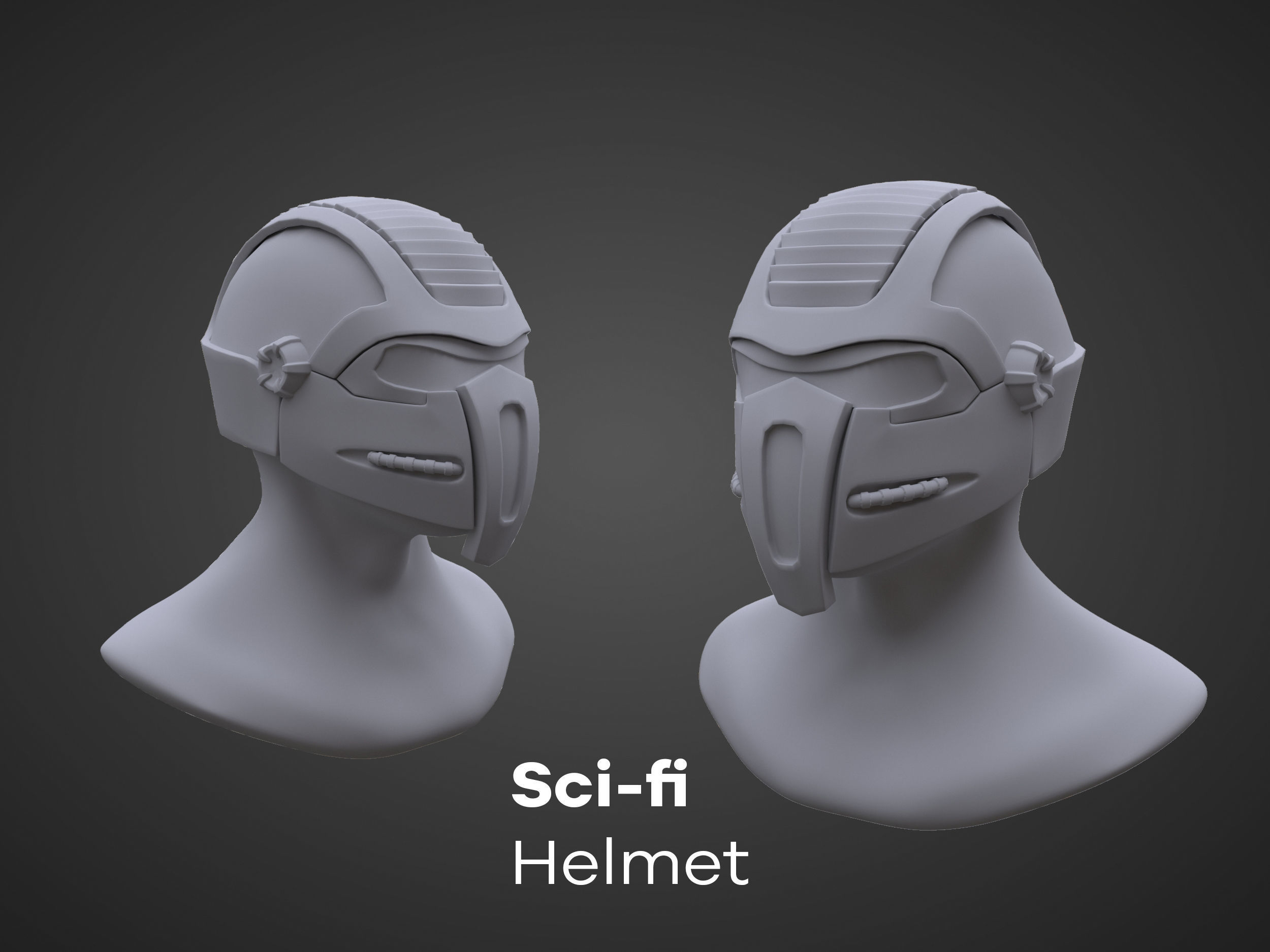 Sci-fi Helmet - PBR - Lowpoly - Low-poly 3D model_2
