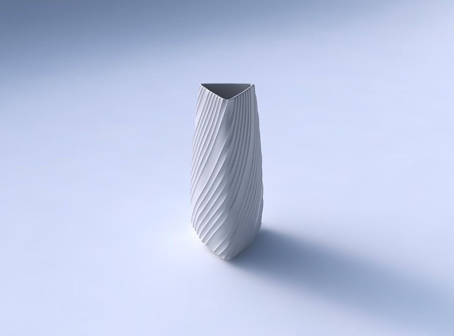 Vase triangle with flowing extruded lines 3D print model_3