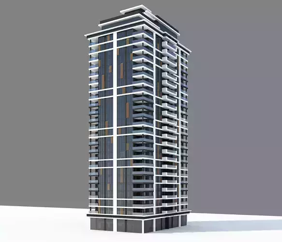 Skyscraper 3D Model high rise apartment building