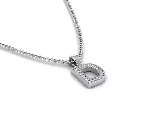Pendant D letter with diamonds