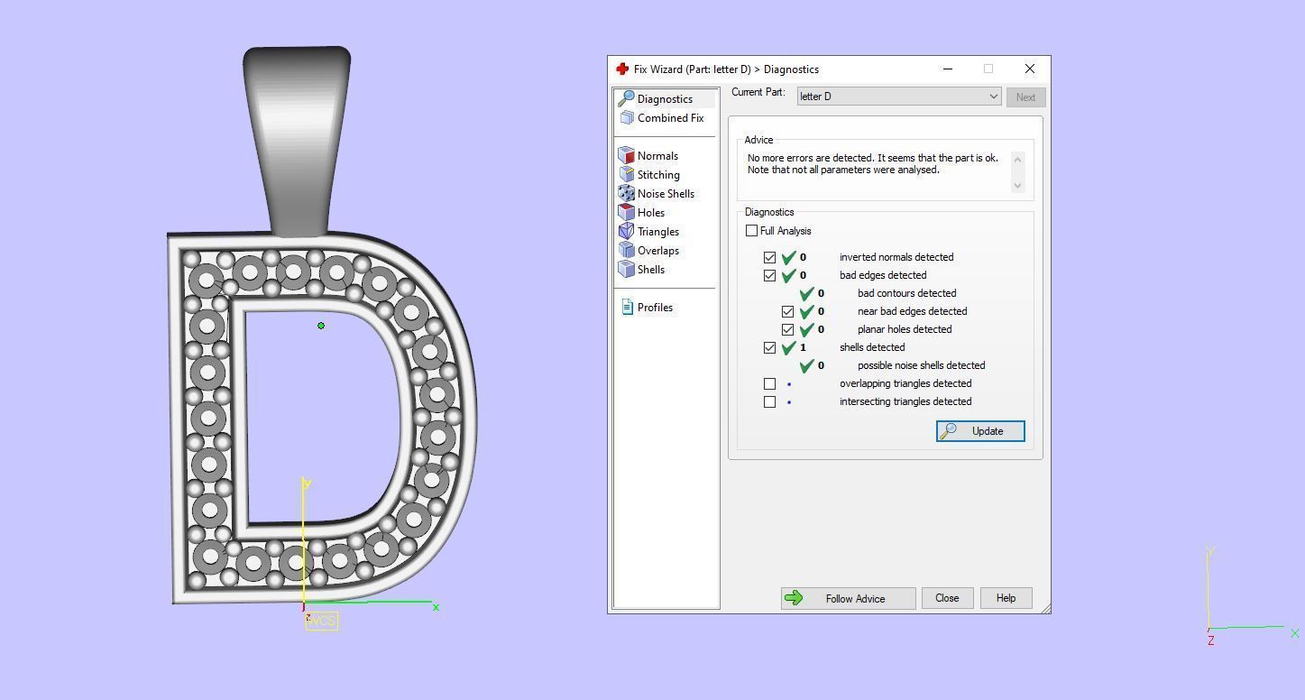 Pendant D letter with diamonds 3D print model_13