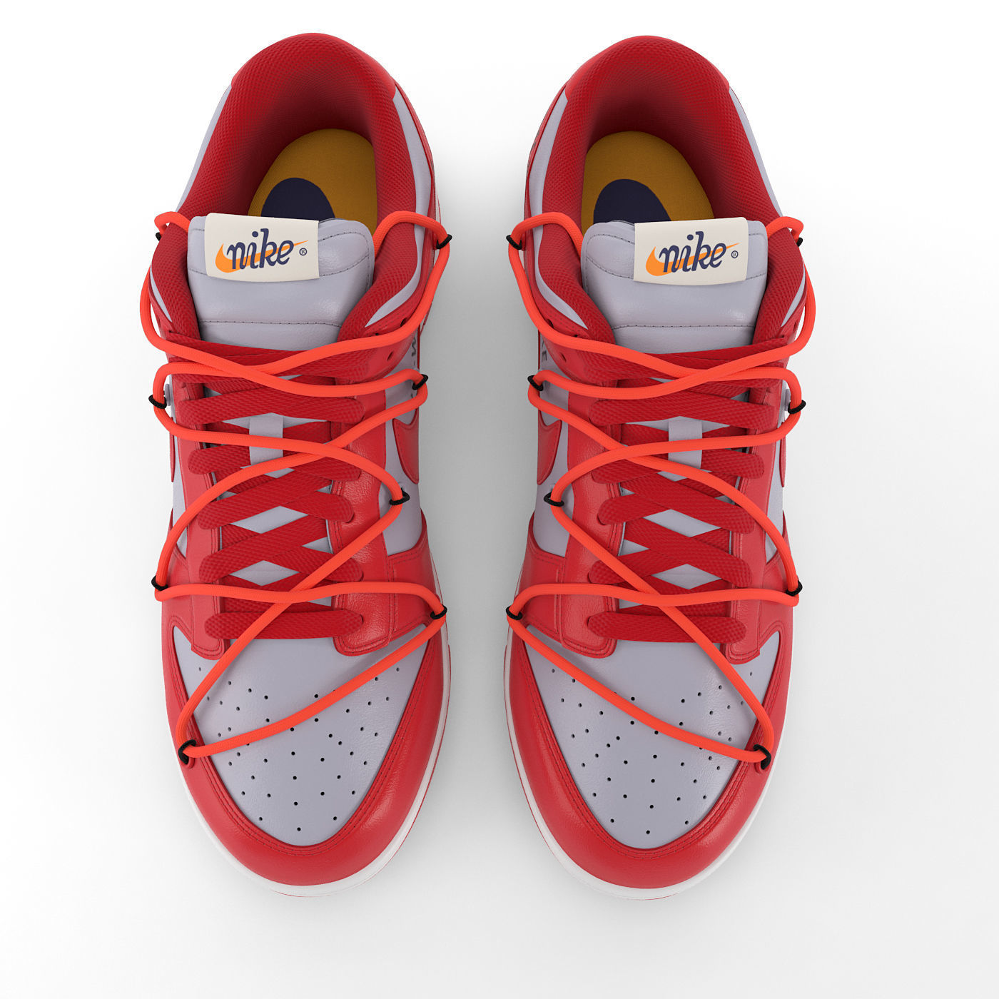 Nike Dunk Low Off-White University Red PBR Low-poly 3D model_6