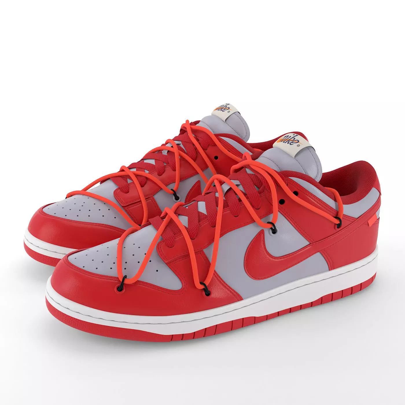 Nike Dunk Low Off-White University Red PBR Low-poly 3D model_0