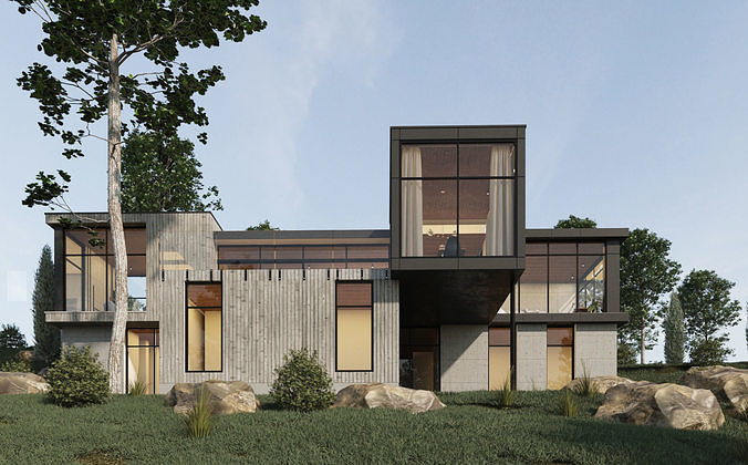 Long Horizontals House 3D model 6