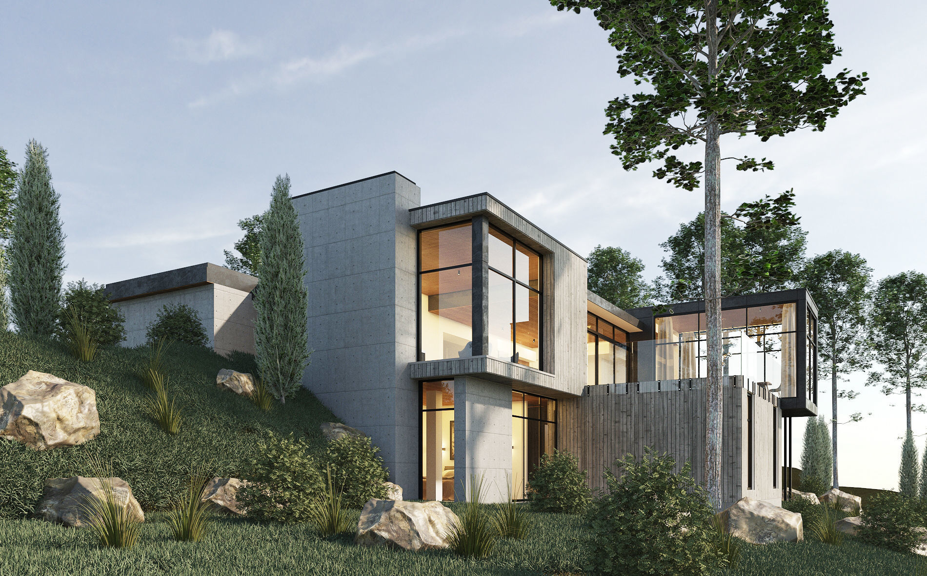 Long Horizontals House 3D model_2