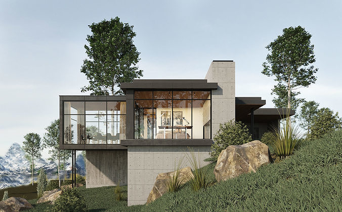 Long Horizontals House 3D model 4