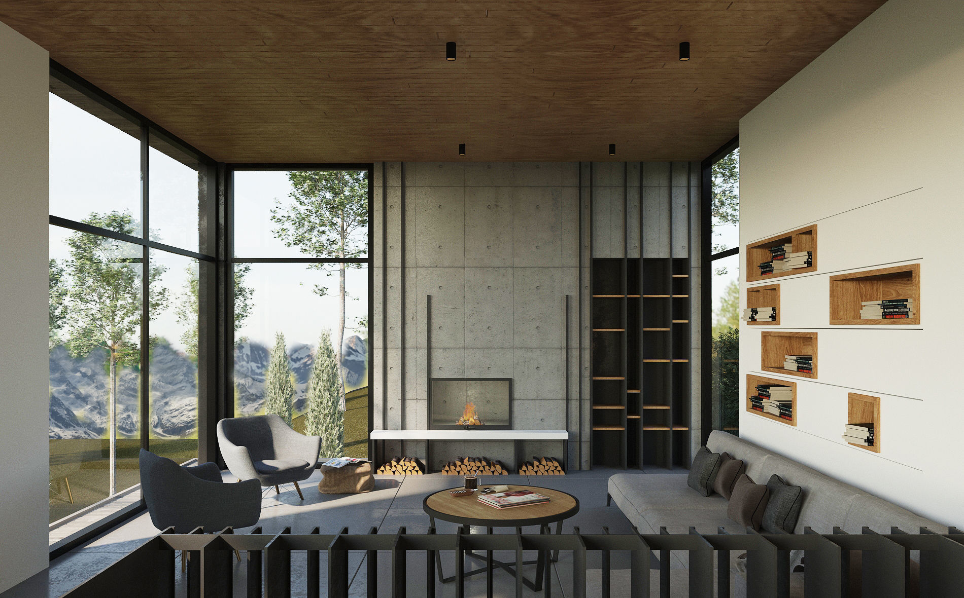 Long Horizontals House 3D model_9