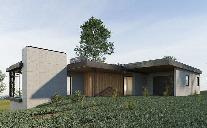 Long Horizontals House 3D model 7