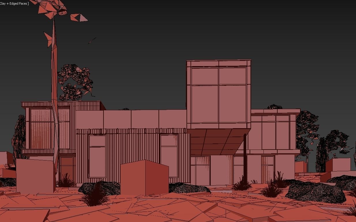 Long Horizontals House 3D model_13