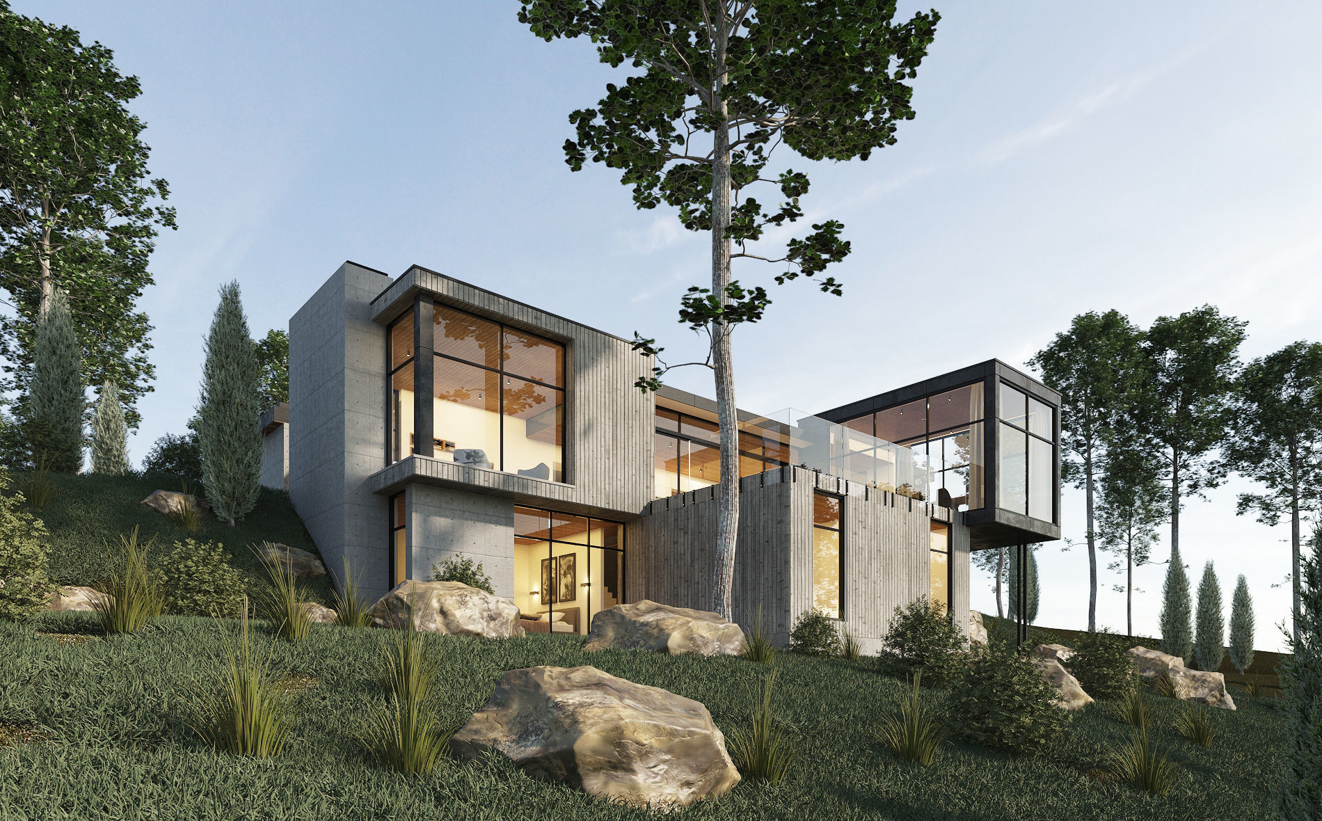 Long Horizontals House 3D model_1