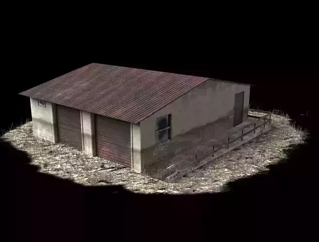 Low poly old warehouses 