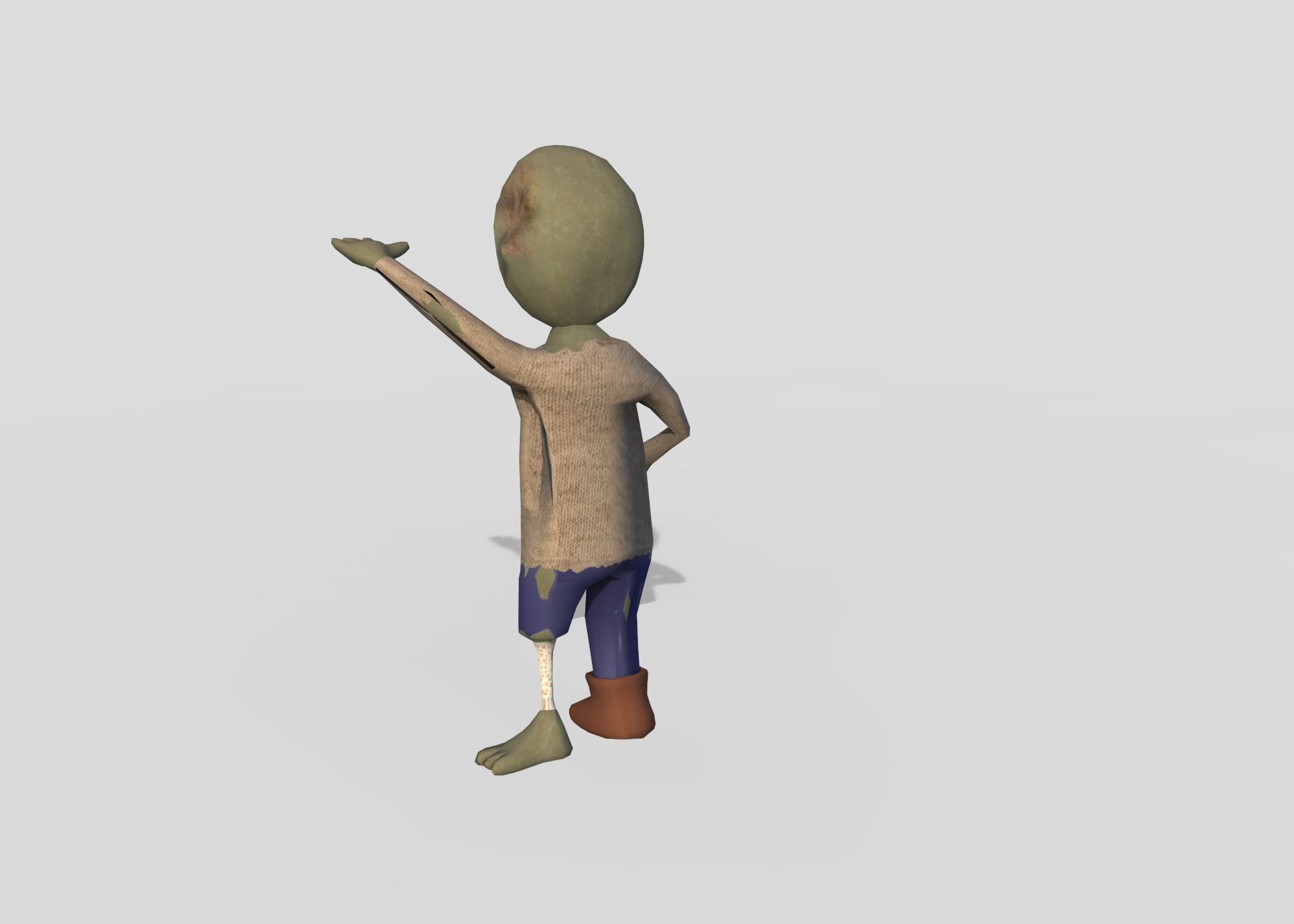 Zombie Low-poly 3D model_3