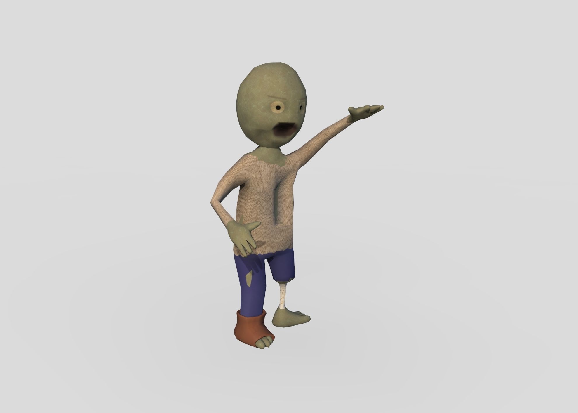 Zombie Low-poly 3D model_2