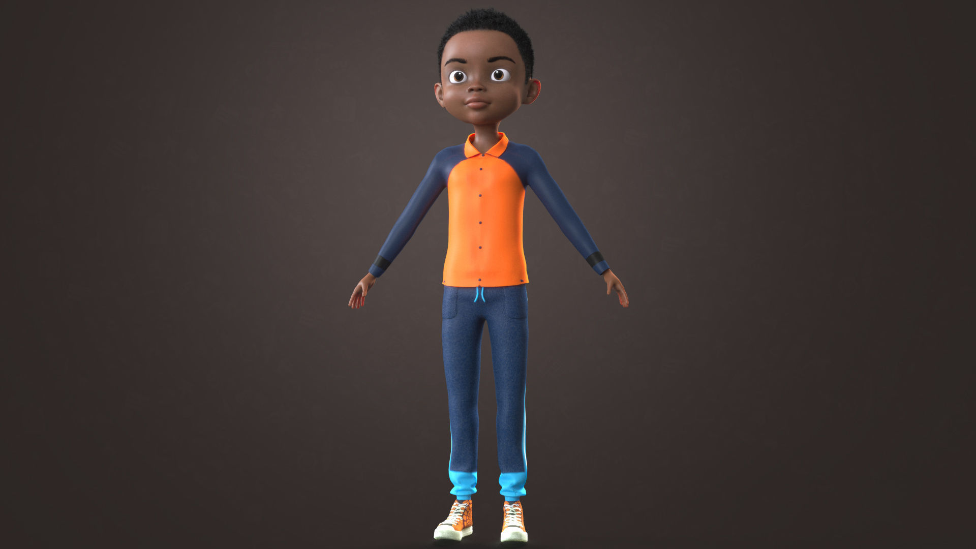 AFRO BOY- CARTOON RIGGED BLACK BOY 3D model_27