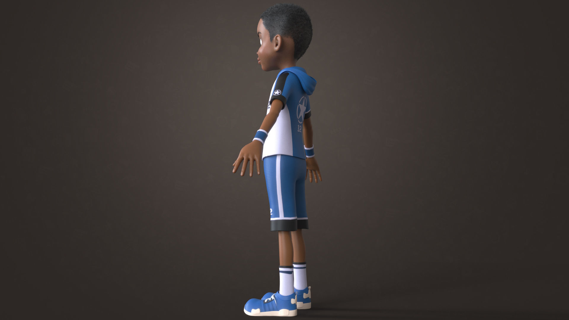 AFRO BOY- CARTOON RIGGED BLACK BOY 3D model_4