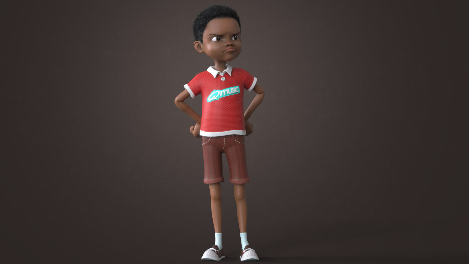 AFRO BOY- CARTOON RIGGED BLACK BOY 3D model_23