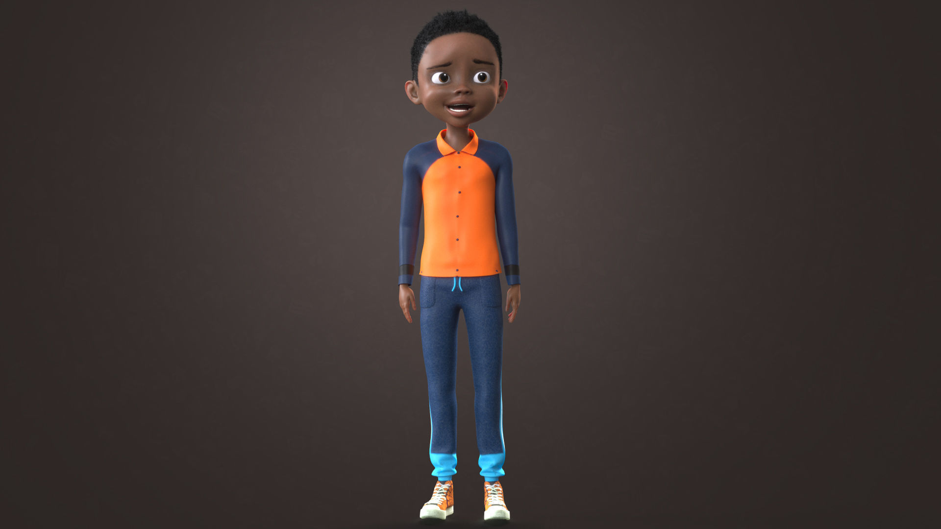 AFRO BOY- CARTOON RIGGED BLACK BOY 3D model_34
