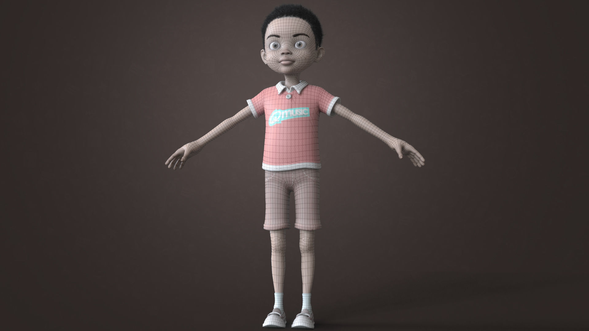 AFRO BOY- CARTOON RIGGED BLACK BOY 3D model_36