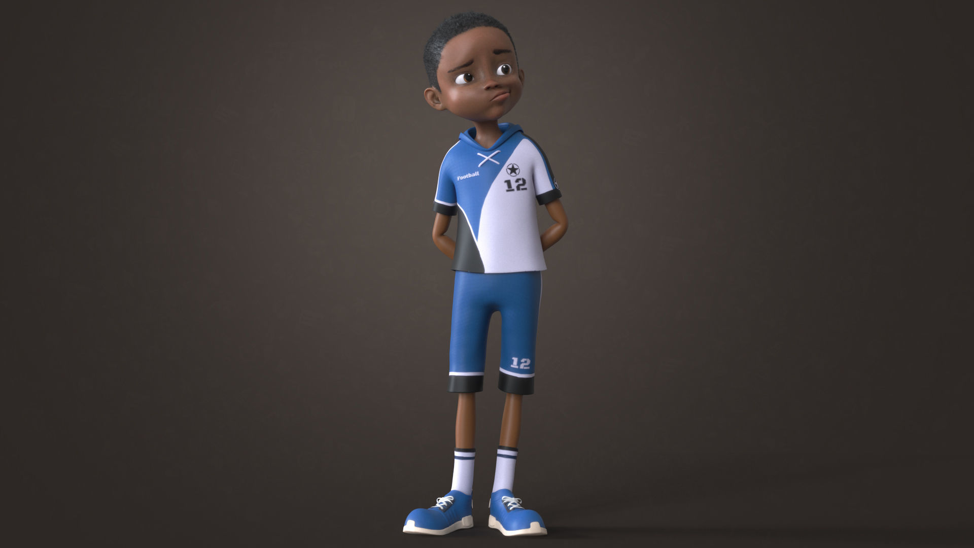 AFRO BOY- CARTOON RIGGED BLACK BOY 3D model_9