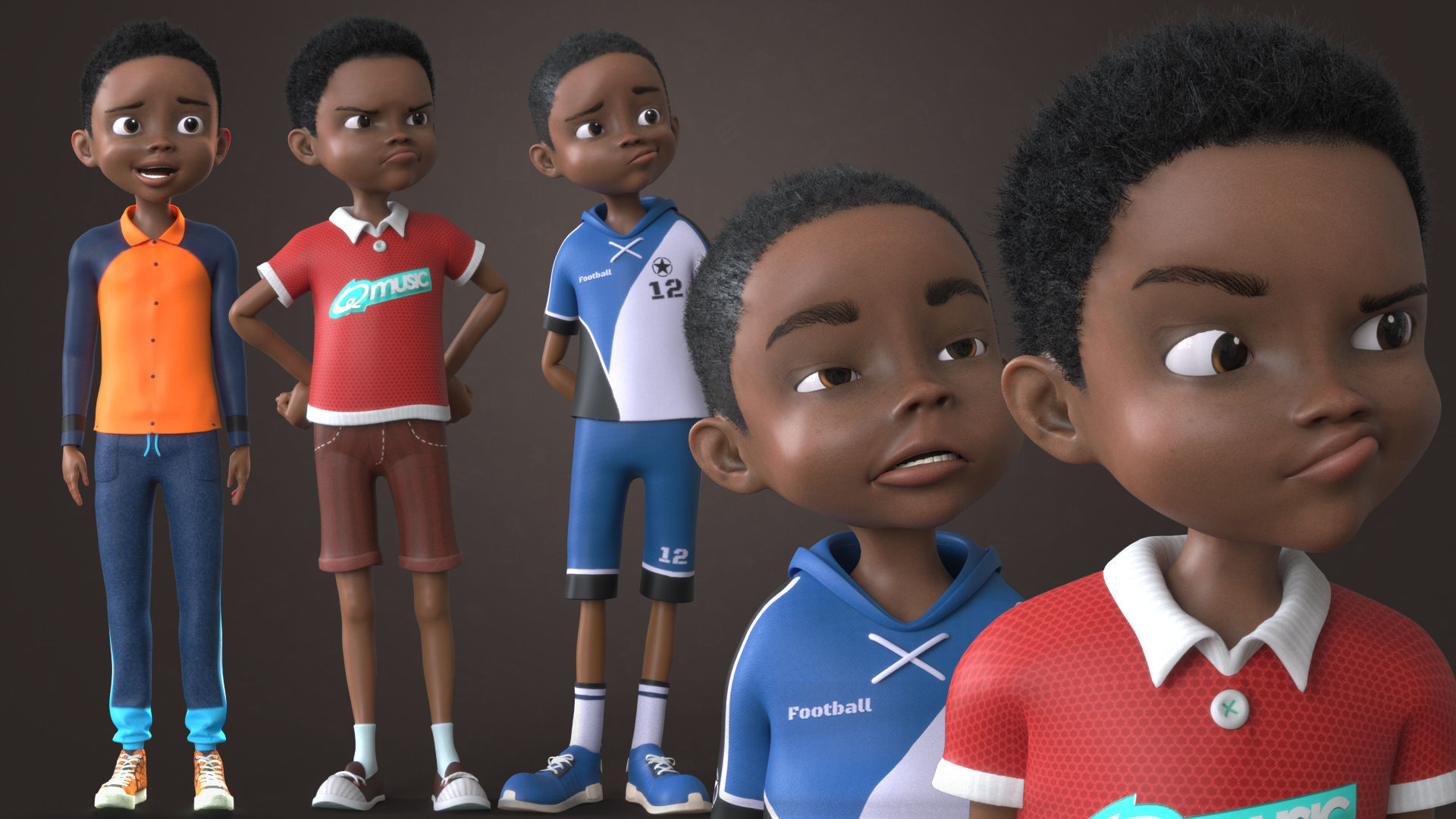 AFRO BOY- CARTOON RIGGED BLACK BOY 3D model_40