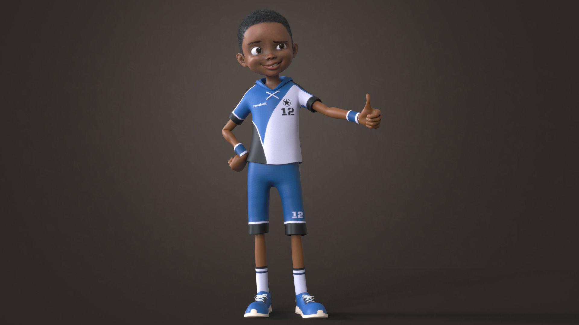 AFRO BOY- CARTOON RIGGED BLACK BOY 3D model_11