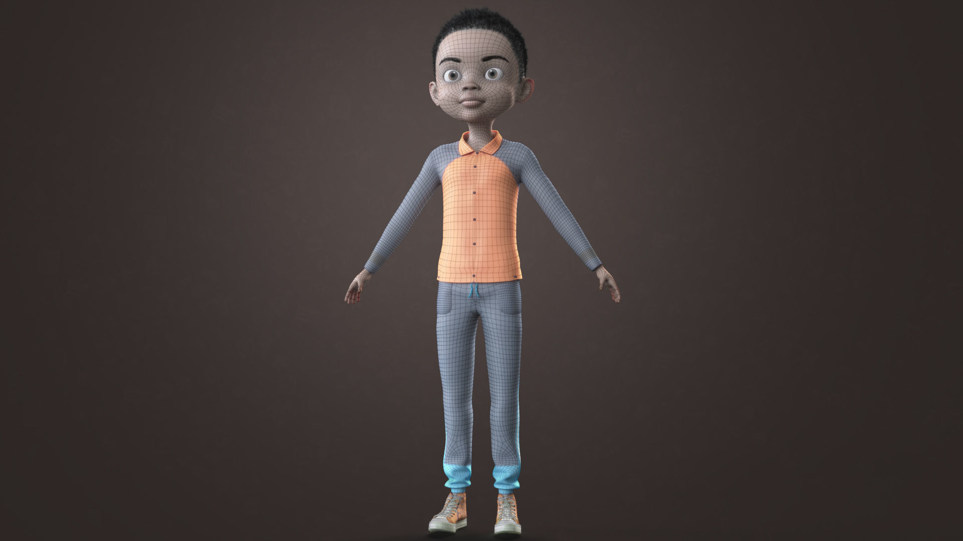 AFRO BOY- CARTOON RIGGED BLACK BOY 3D model_37