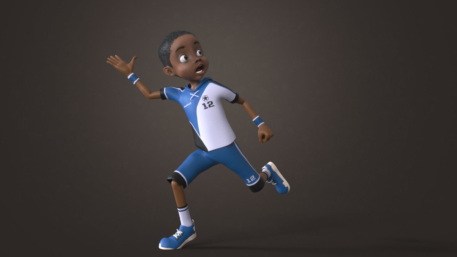 AFRO BOY- CARTOON RIGGED BLACK BOY 3D model_10
