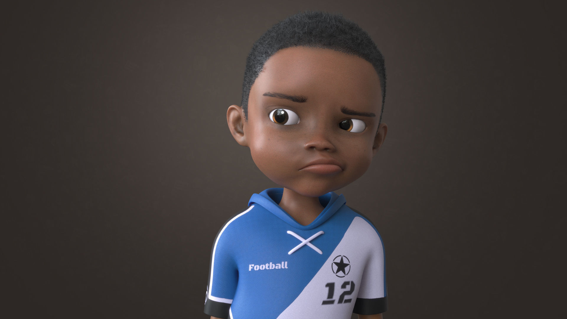 AFRO BOY- CARTOON RIGGED BLACK BOY 3D model_12