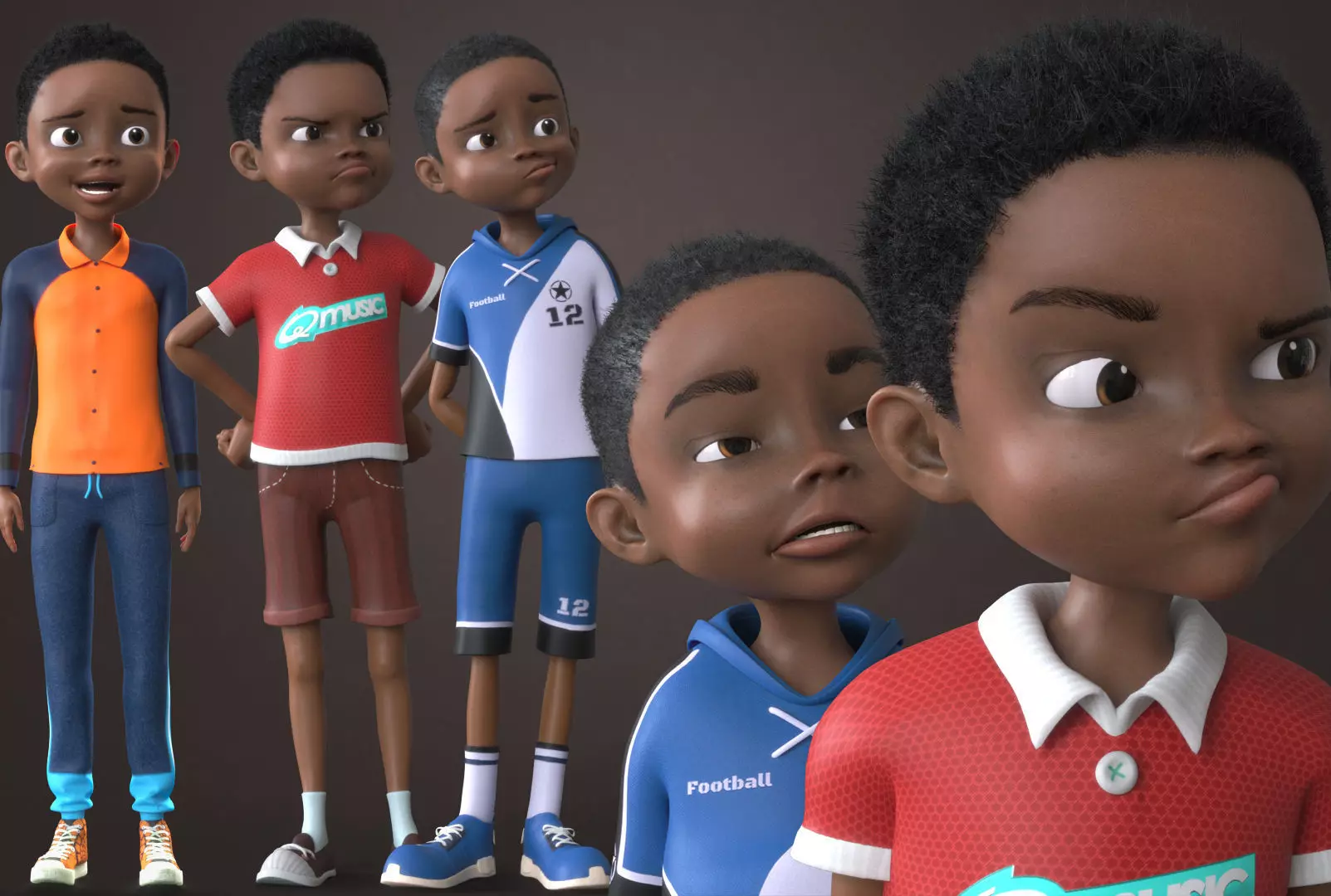 AFRO BOY- CARTOON RIGGED BLACK BOY 3D model_0