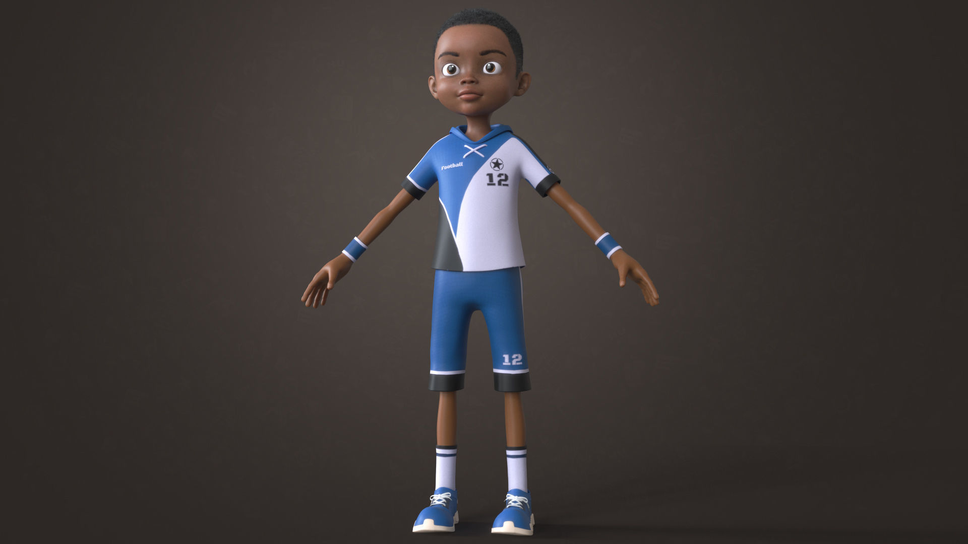 AFRO BOY- CARTOON RIGGED BLACK BOY 3D model_2