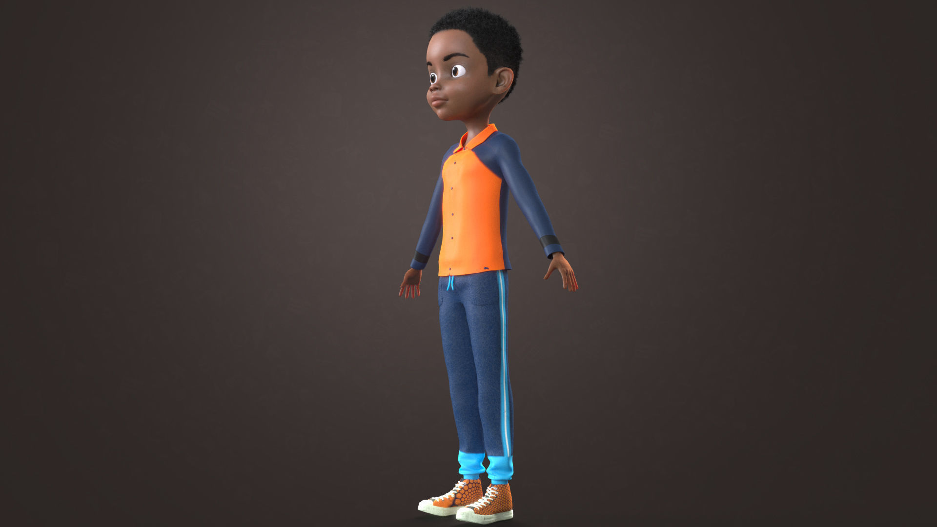 AFRO BOY- CARTOON RIGGED BLACK BOY 3D model_28