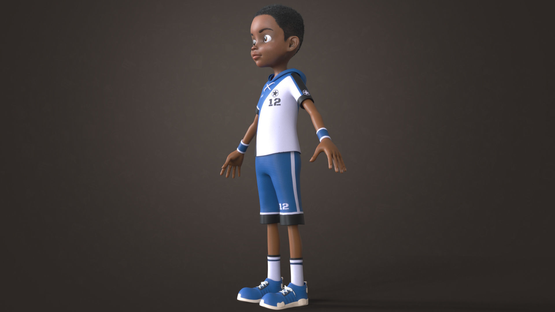 AFRO BOY- CARTOON RIGGED BLACK BOY 3D model_3