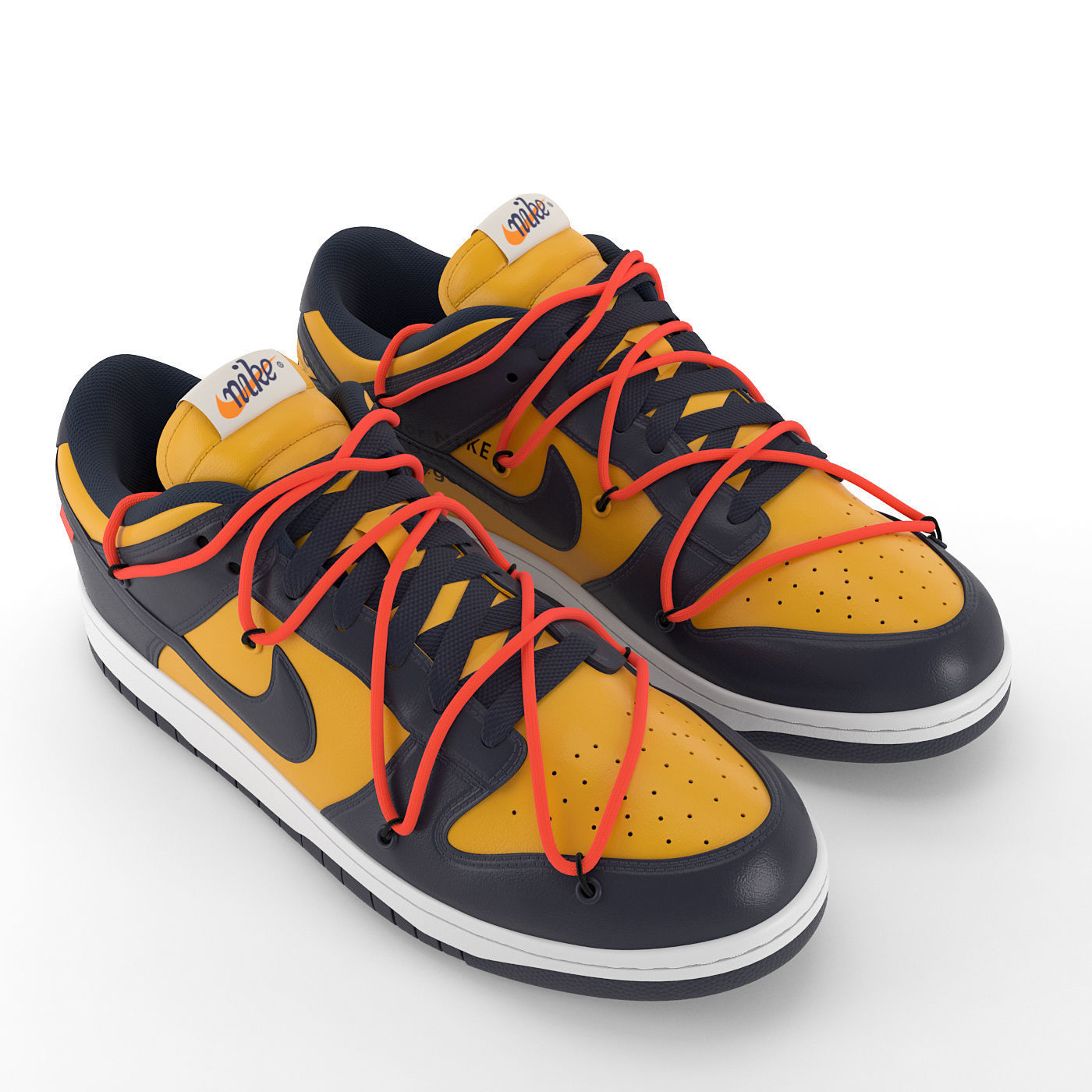 Nike Dunk Low Off-White University Gold PBR Low-poly 3D model_5