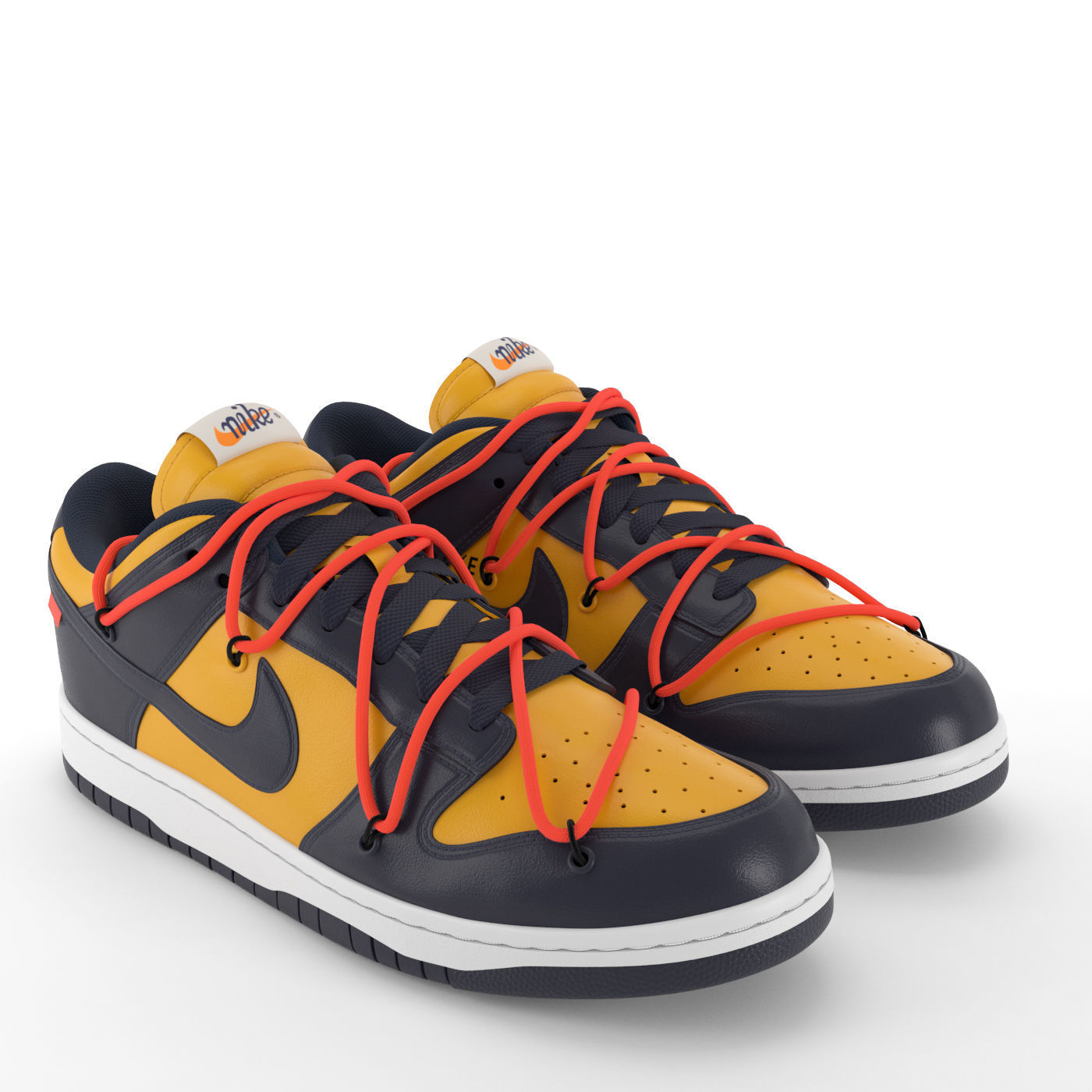 Nike Dunk Low Off-White University Gold PBR Low-poly 3D model_1