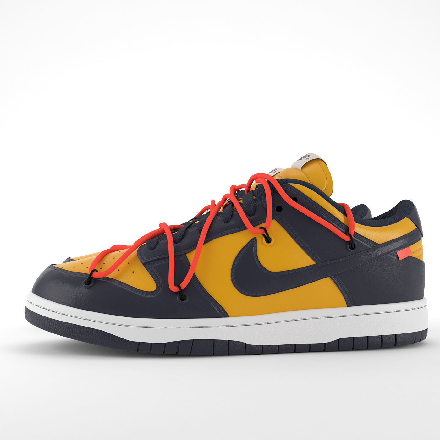 Nike Dunk Low Off-White University Gold PBR Low-poly 3D model_2