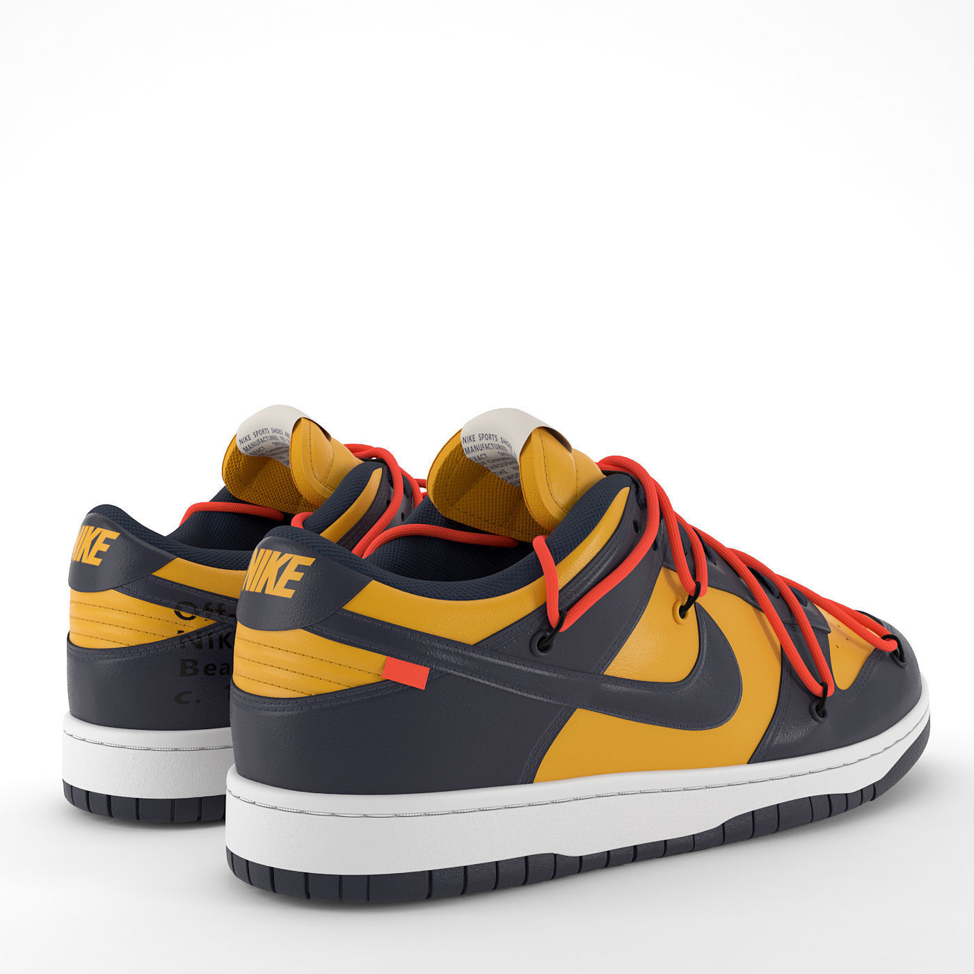 Nike Dunk Low Off-White University Gold PBR Low-poly 3D model_4