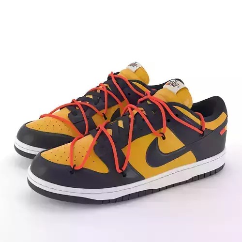 Nike Dunk Low Off-White University Gold PBR Low-poly 3D model