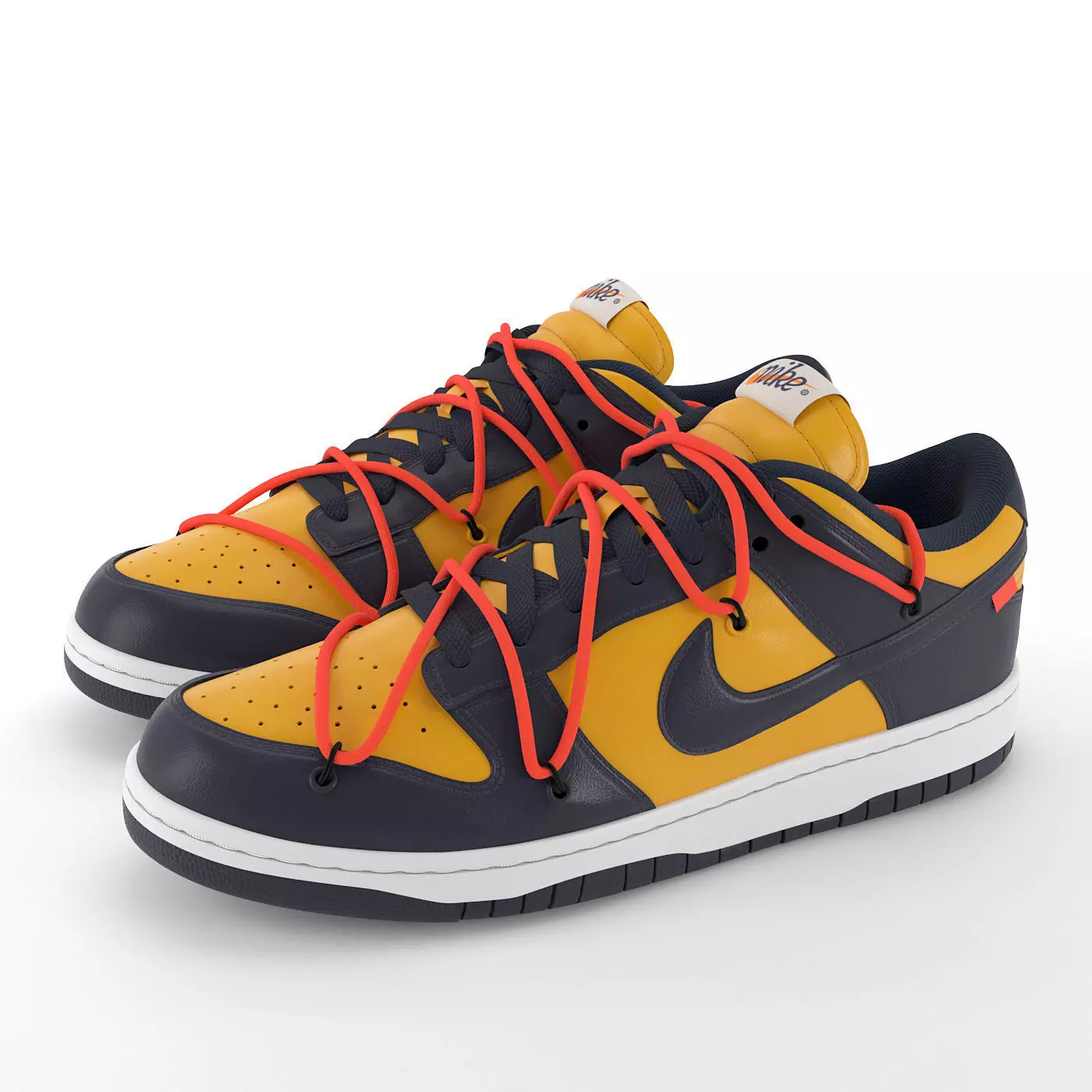 Nike Dunk Low Off-White University Gold PBR Low-poly 3D model_0