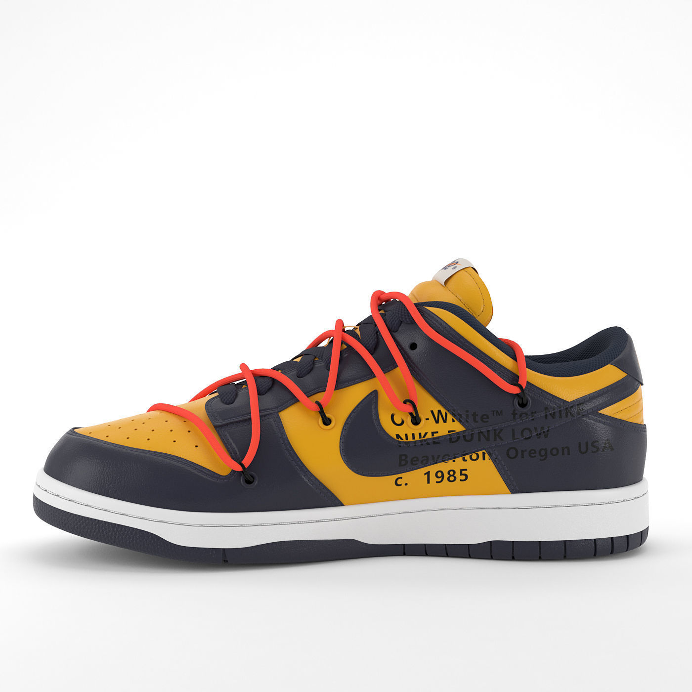 Nike Dunk Low Off-White University Gold PBR Low-poly 3D model_6