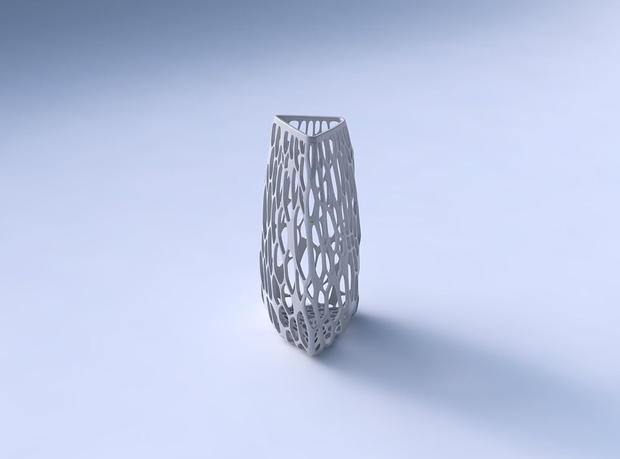Vase triangle with twisted organic lattice 3D print model_3