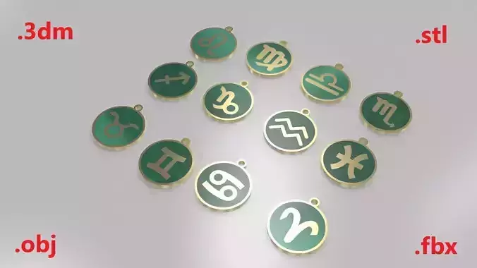 Model 15  Horoscope Necklace Zodiac Sign Enamel 12 Necklace