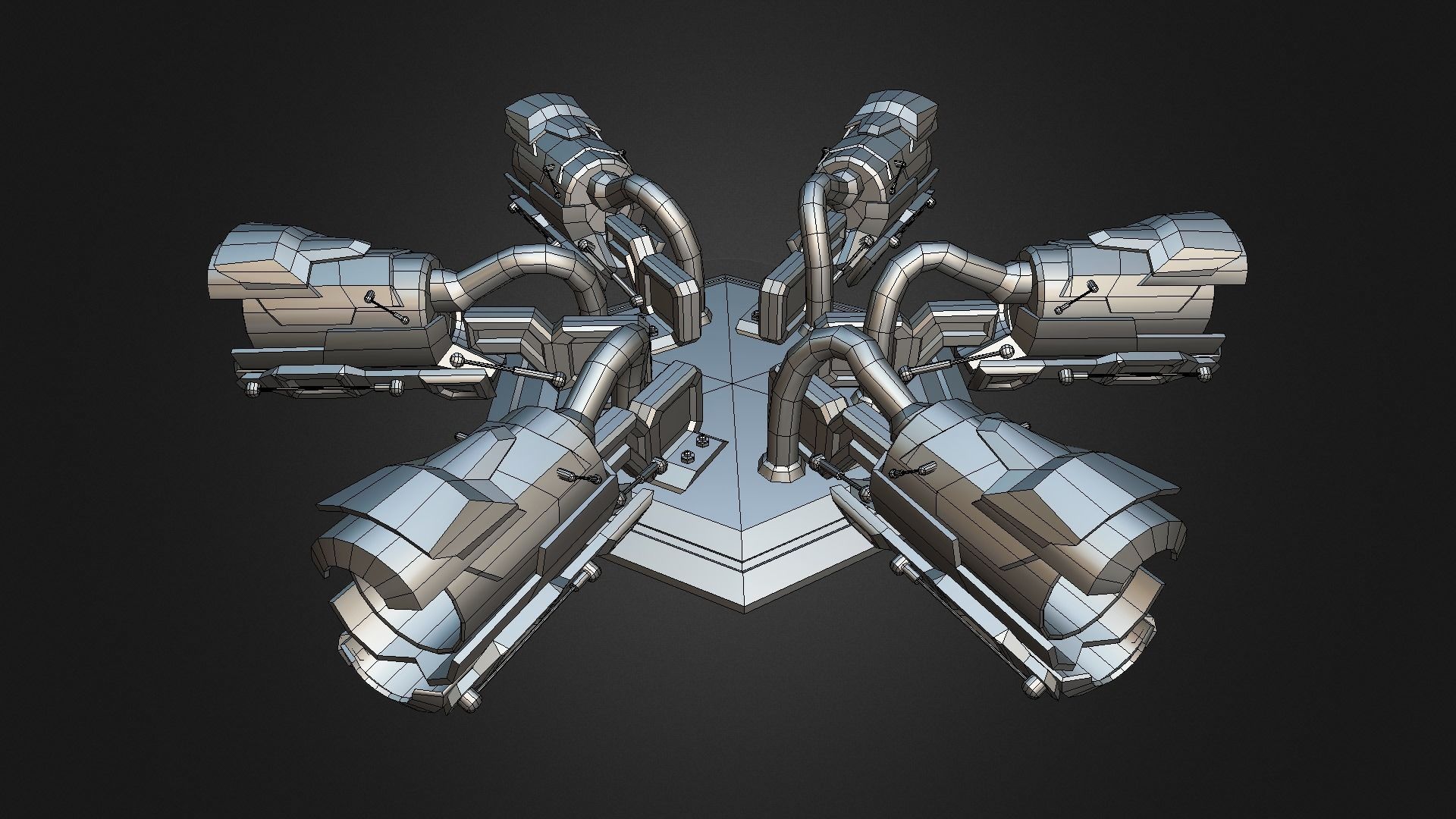 SciFi Cyberpunk Cannon Futuristic Weapon Boss Low-poly 3D model_3