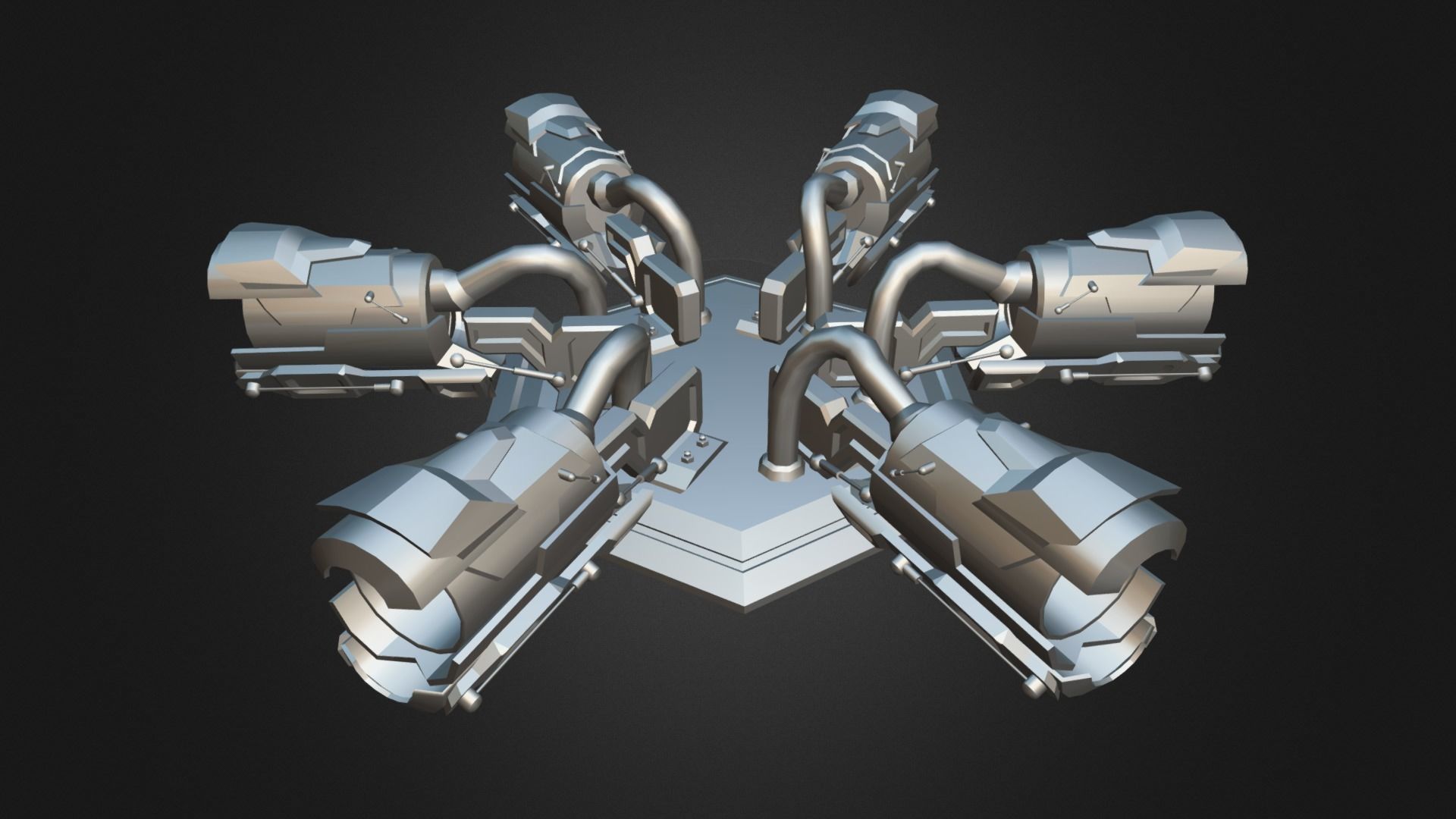 SciFi Cyberpunk Cannon Futuristic Weapon Boss Low-poly 3D model_6