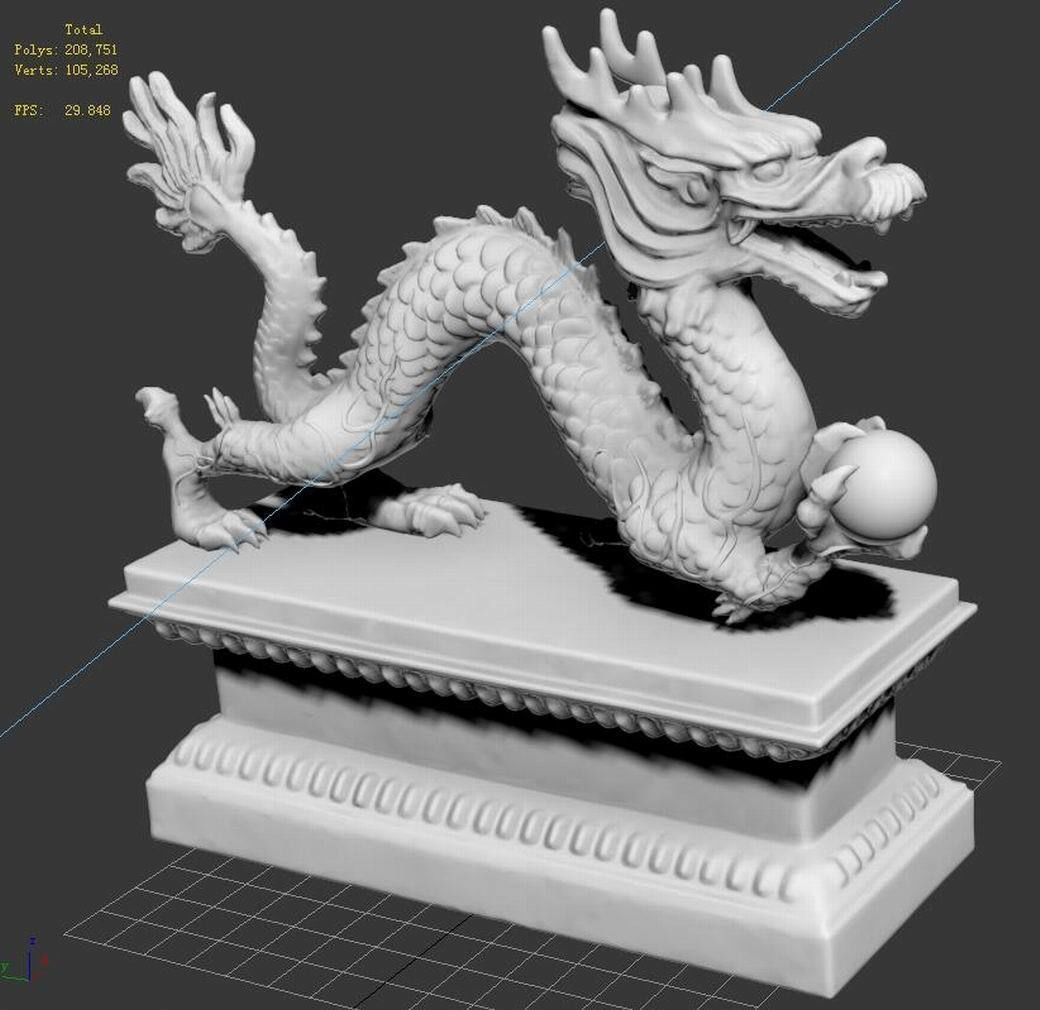 Guardian beast - dragon stone 01 3D model_2