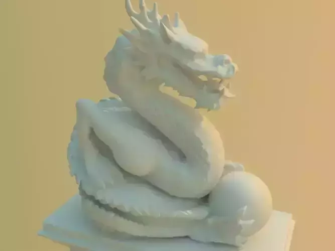 Guardian beast - dragon stone carving 02 3D model
