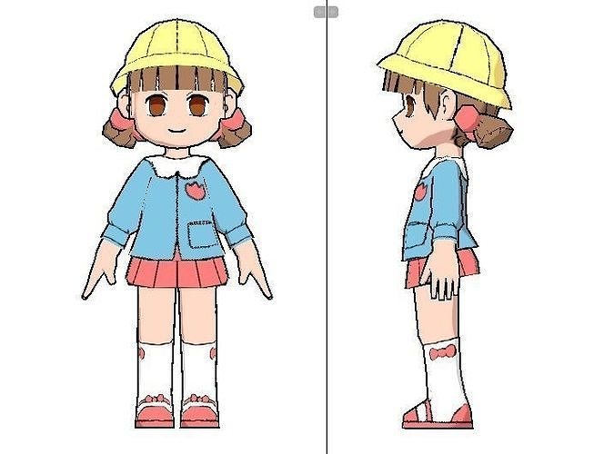 japanese kid anime style lowpoly animated Free low-poly 3D model