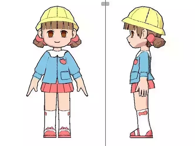 japanese kid anime style lowpoly animated