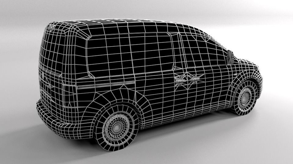 VW VOLKSWAGEN CADDY 2011 LOWPOLY Low-poly 3D model_7
