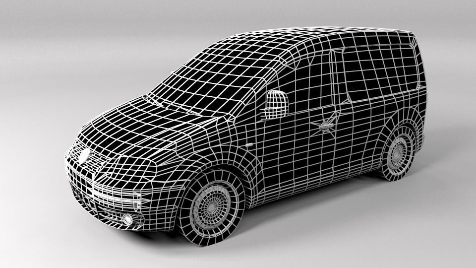 VW VOLKSWAGEN CADDY 2005 LOWPOLY Low-poly 3D model_5