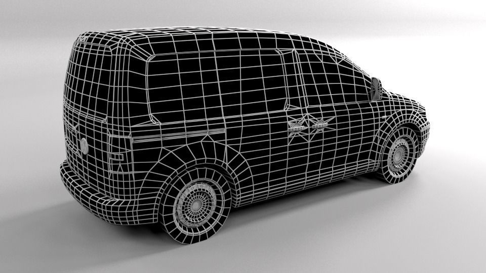 VW VOLKSWAGEN CADDY 2005 LOWPOLY Low-poly 3D model_7